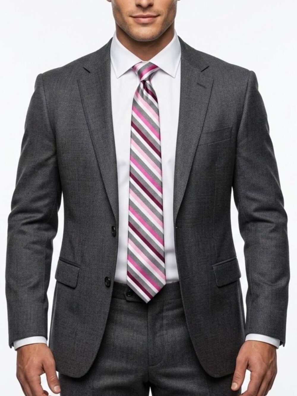 Express Y2K Indie Sleaze Striped Tie Pink Magenta Grey Microtexture Silk